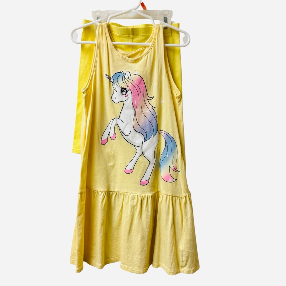 H&M Kids | Unicorn Print Dress + Shorts Set - Yellow